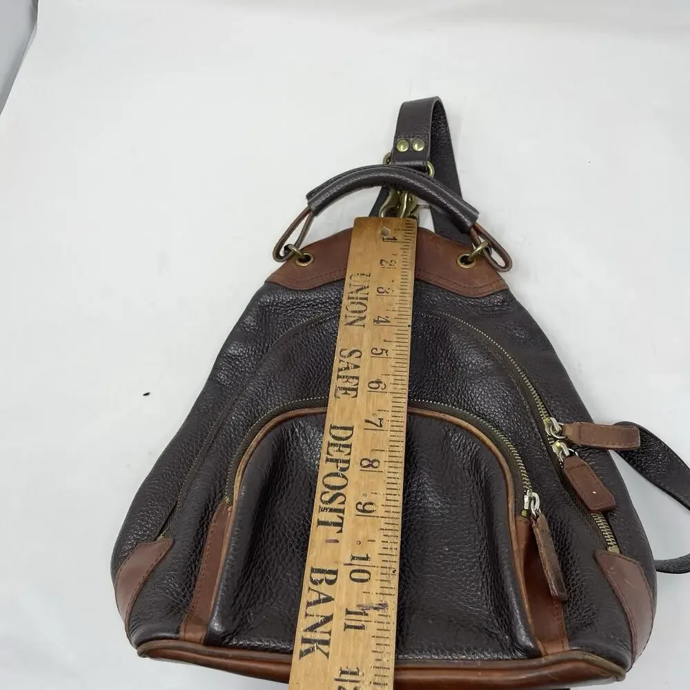 Vtg M. London New York Leathercraft Leather Backpack Purse 2 Tone Brown Distress